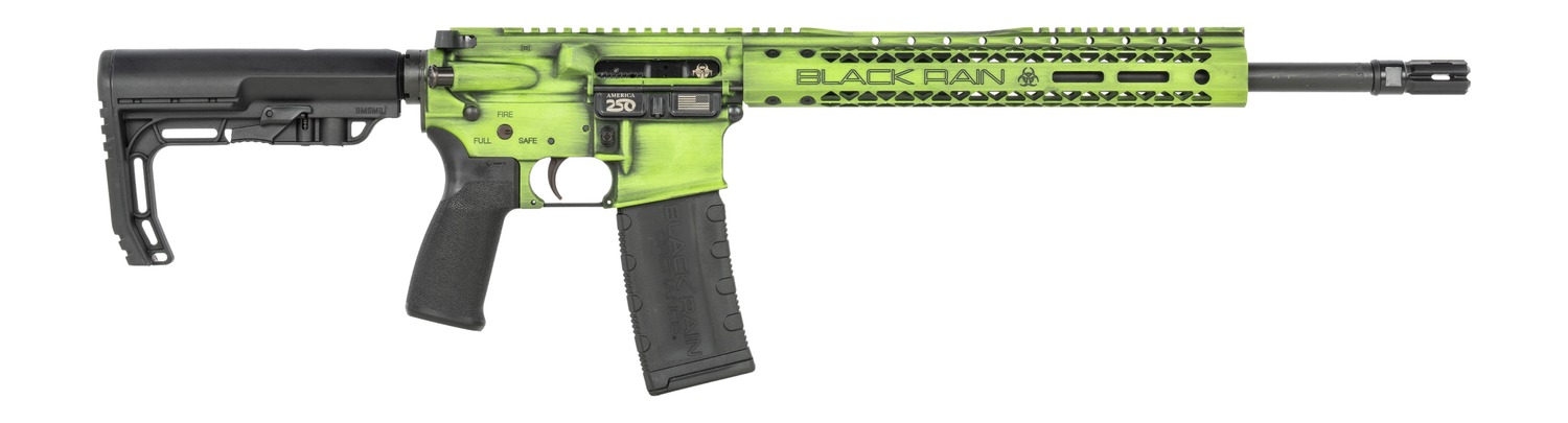 Black Rain Ordnance FUSION300BLKZGB Fission 300 Blackout 30+1 16″ Black Nitride Threaded Barrel, Zombie Green Battleworn Aluminum Receiver w/Picatinny Rail, M-LOK Handguard, MFT Minimalist Black Poly