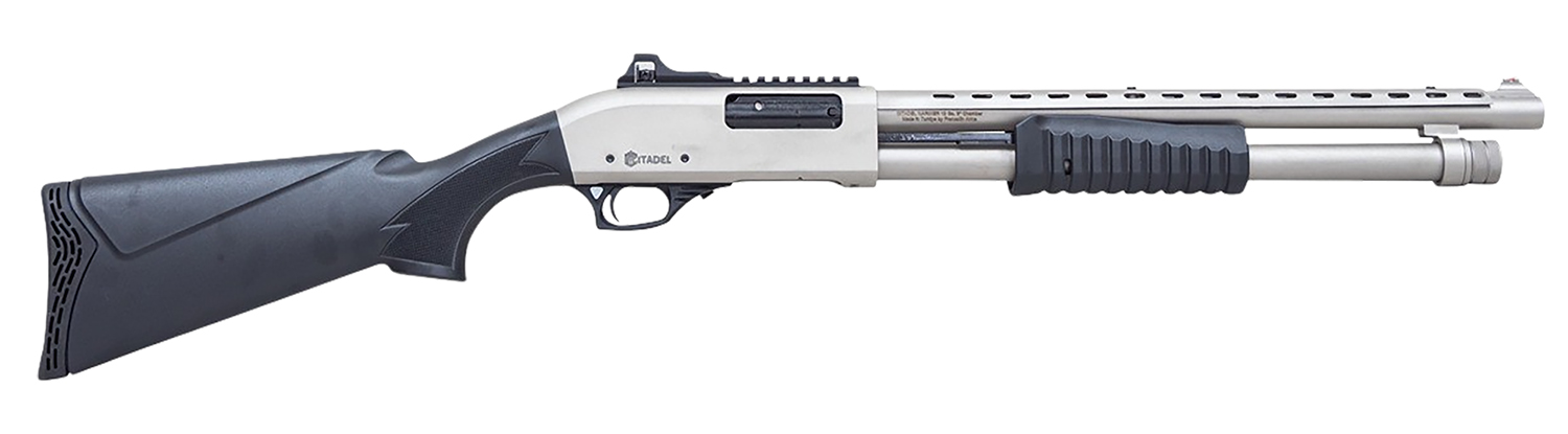 Citadel FRMN2020SYN Mariner Full Size 20 Gauge Pump 3″ 4+1 18.50″ Nickel Finished Heat Shield Barrel, Nickel Finished Aluminum Receiver w/Picatinny Rail, Black Fixed Synthetic Stock