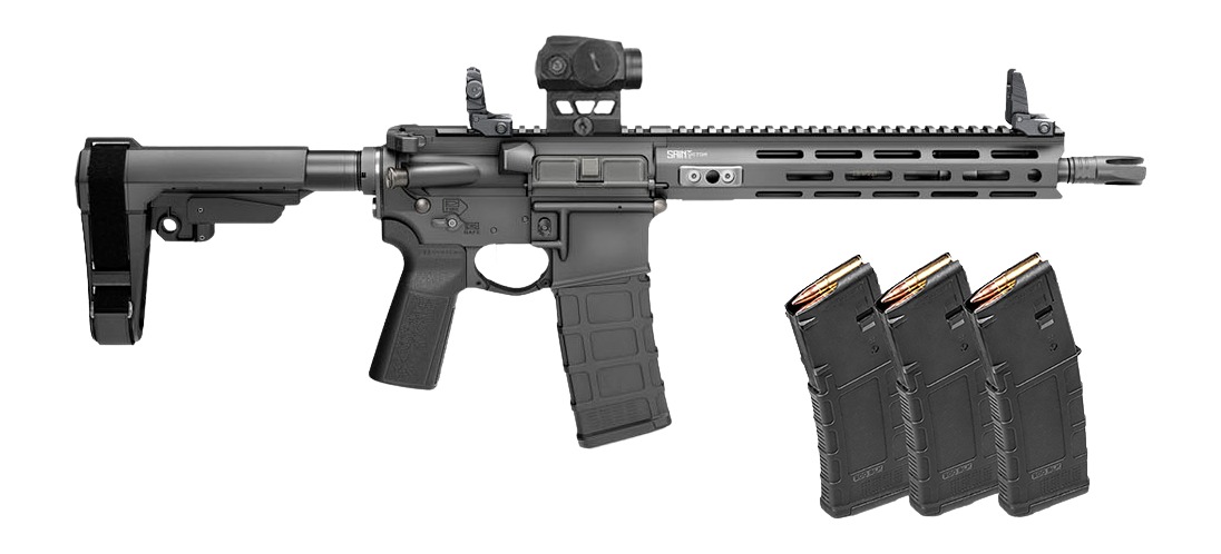 Springfield Armory STV9115556BPV2PAC SAINT Victor V2 Gear Pac 5.56 NATO 30+1 11.50″ Black Melonite Barrel, M-LOK Handguard, Black Hardcoat Anodize Aluminum Receiver w/Picatinny Rail, Black Polymer SB