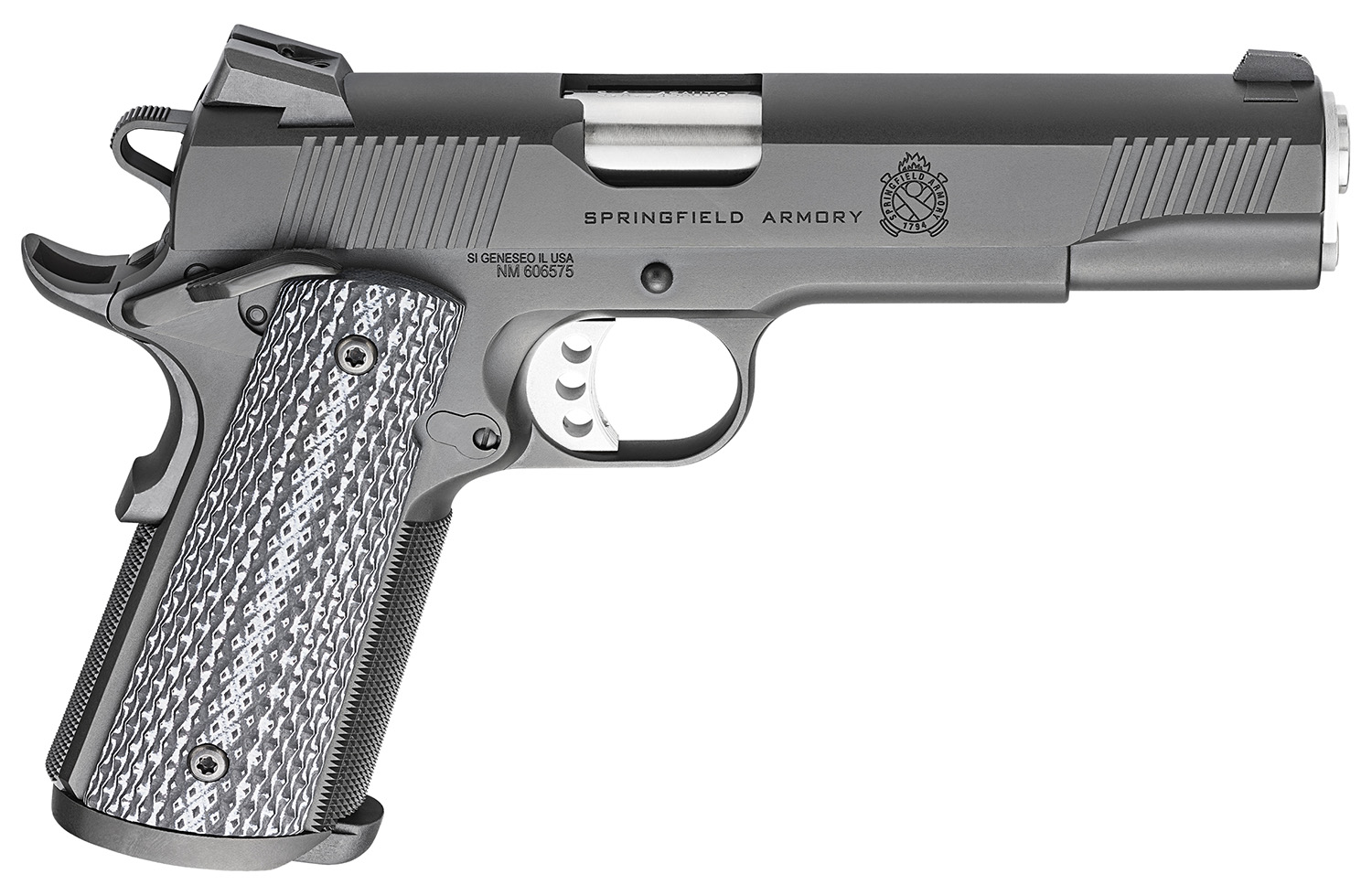 Springfield Armory PC9108LCA18 1911 TRP *CA Compliant 45 ACP 7+1, 5″ Match Grade Stainless Steel Barrel, Black Cerakote Serrated Carbon Steel Slide &^ Frame w/Beavertail, Black G10 Grip