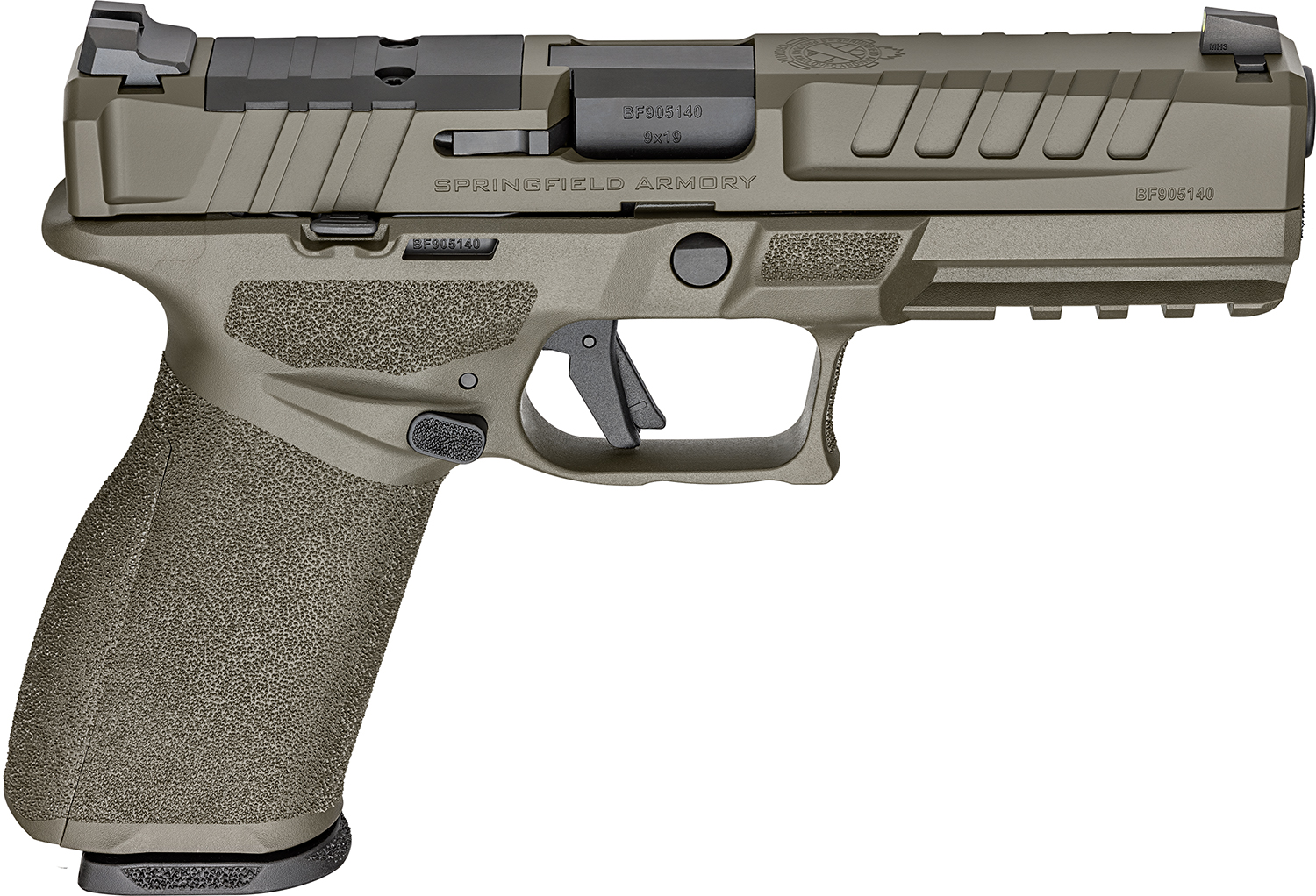 Springfield Armory EC9459GU Echelon  Full Size 9mm Luger 20+1 4.50″ Black Melonite Steel Barrel, OD Green Cerakote Optic Ready/Serrated Steel Slide & Polymer Frame w/Picatinny Rail, Textured Grip