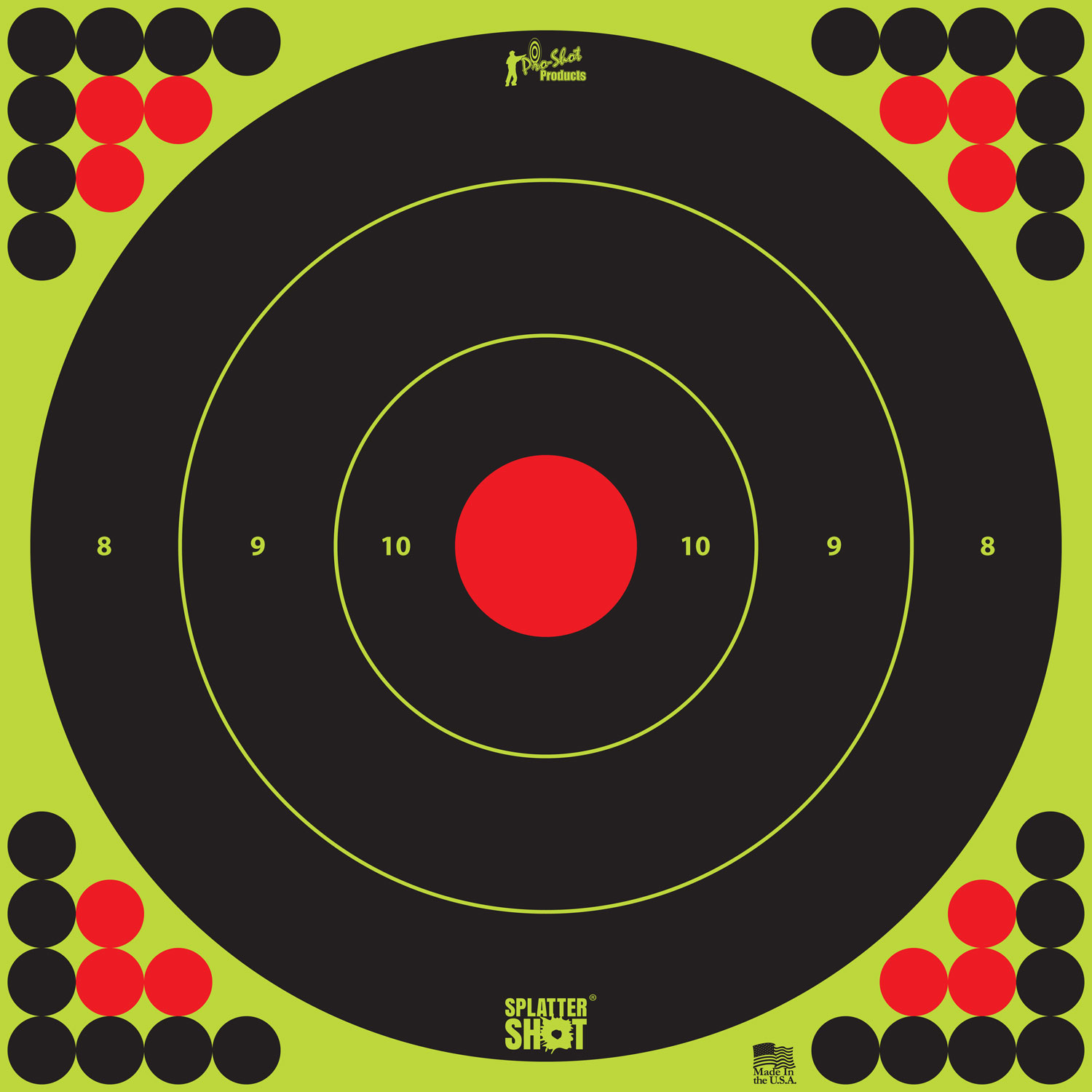 Pro-Shot LONGRANGE172 SplatterShot Self-Adhesive Paper Black/Green/Red 17.25″ Bullseye 5 Pack