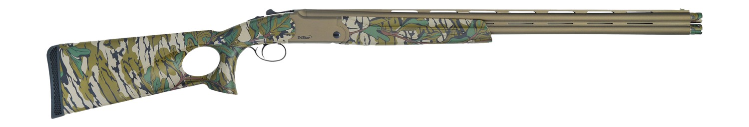 TriStar 30520 Upland Hunter 20 Gauge Break Open 3″ 2rd 26″ Bronze Cerakote Over/Under Vent Rib Barrel, Bronze Cerakote Engraved Receiver, Thumbhole Mossy Oak Green Leaf Synthetic Stock