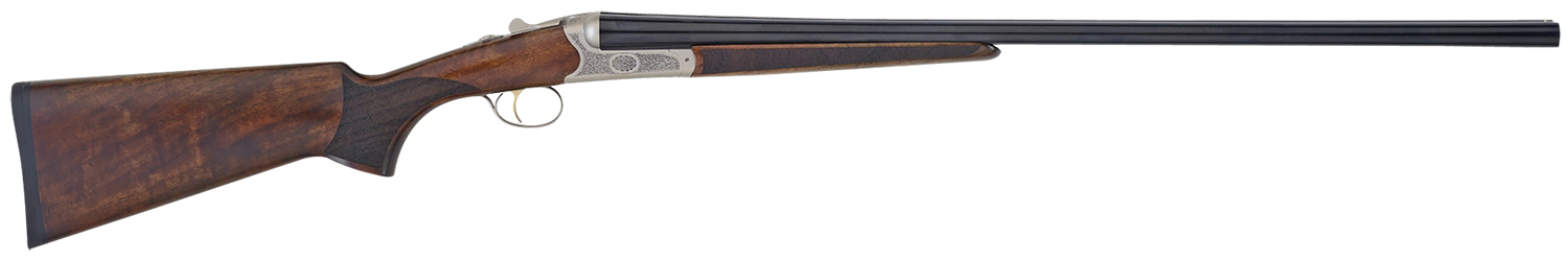 TriStar 38116 Bristol SxS Full Size 16 Gauge Break Open 3″ 2rd 28″ Blued Side By Side Barrel, Nickel Engraved w/24K Gold Inlay Steel Receiver, Fixed Oiled Turkish Walnut Stock, Right Hand