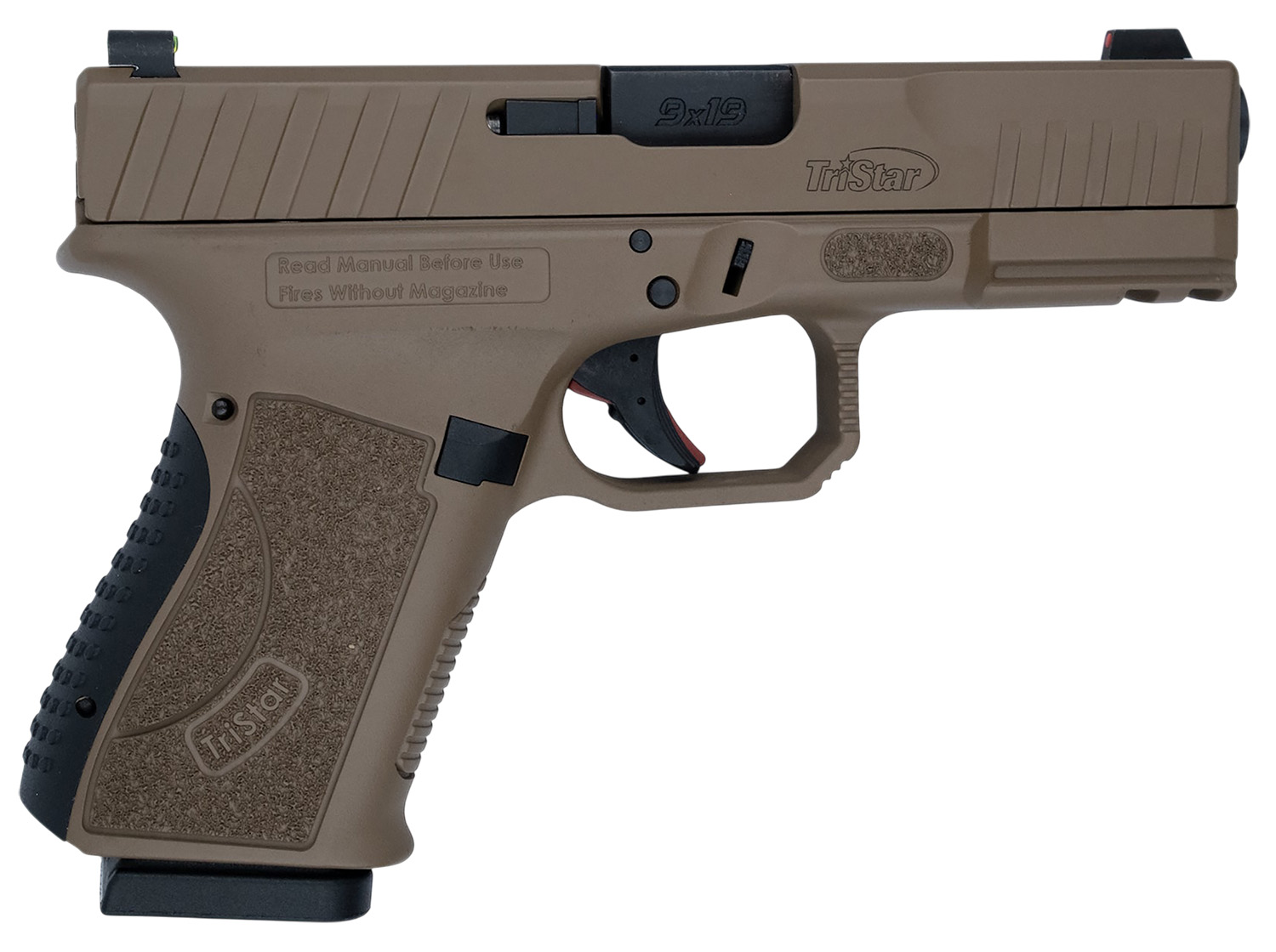 TriStar 85772 Apoc 9mm Luger 15+1 4.02″ Black Steel Barrel, Flat Dark Earth Cerakote Serrated Steel Slide & Polymer Frame w/Accessory Rail, Textured Grip