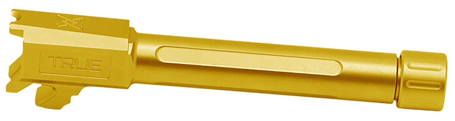 True Precision Inc TPSHCPBXTG Springfield 9mm Luger 3.70″ Threaded Gold TiN Stainless Steel, Fits Springfield Hellcat Pro