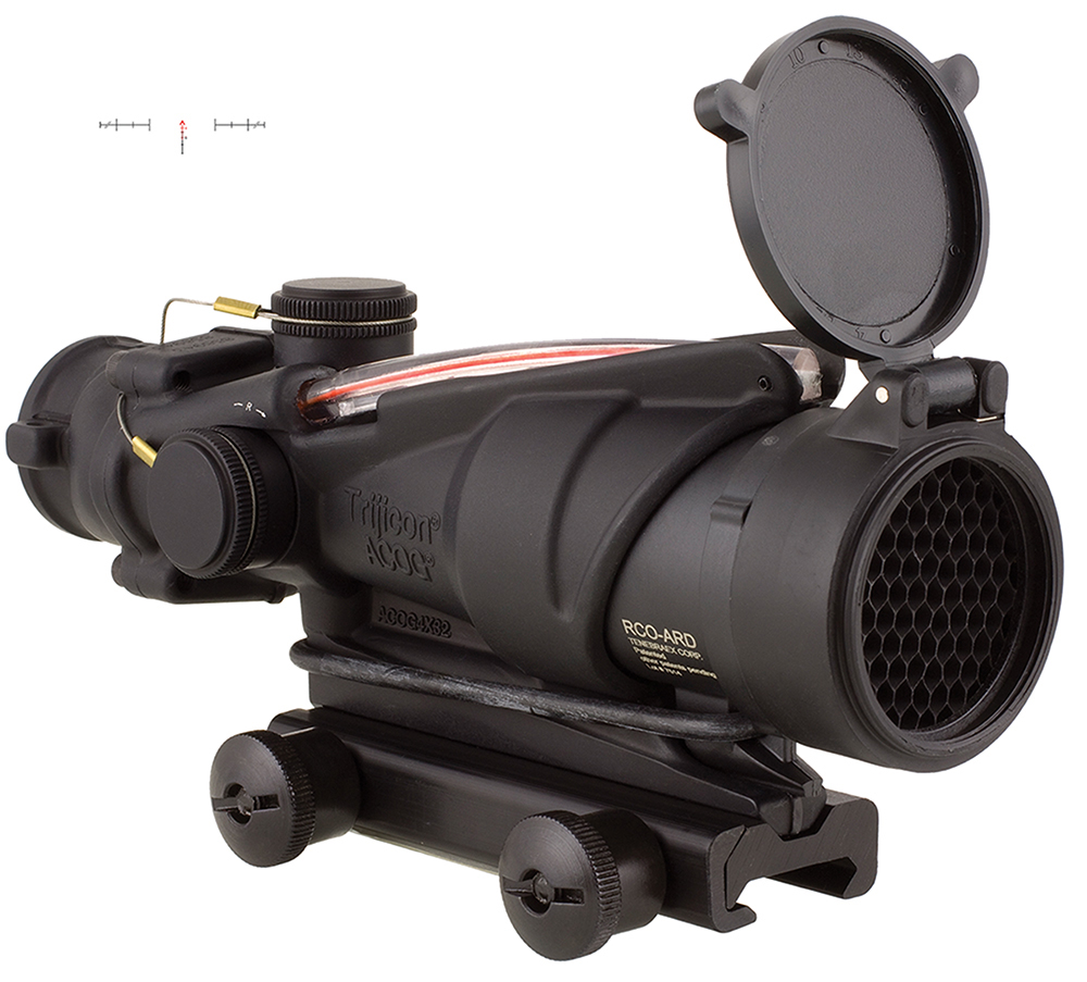 Trijicon 100228 ACOG Black Hardcoat Anodized 4x32mm Illuminated Red Chevron Reticle