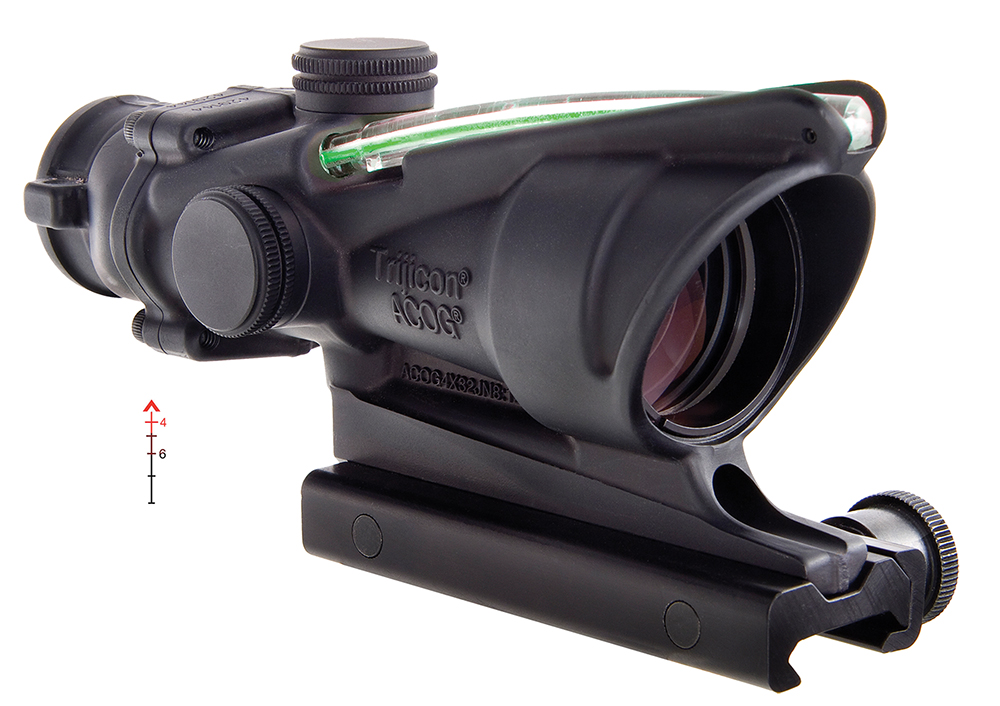 Trijicon 100218 ACOG Black Hardcoat Anodized 4x 32mm Illuminated Green Chevron .223/5.56 BDC Reticle