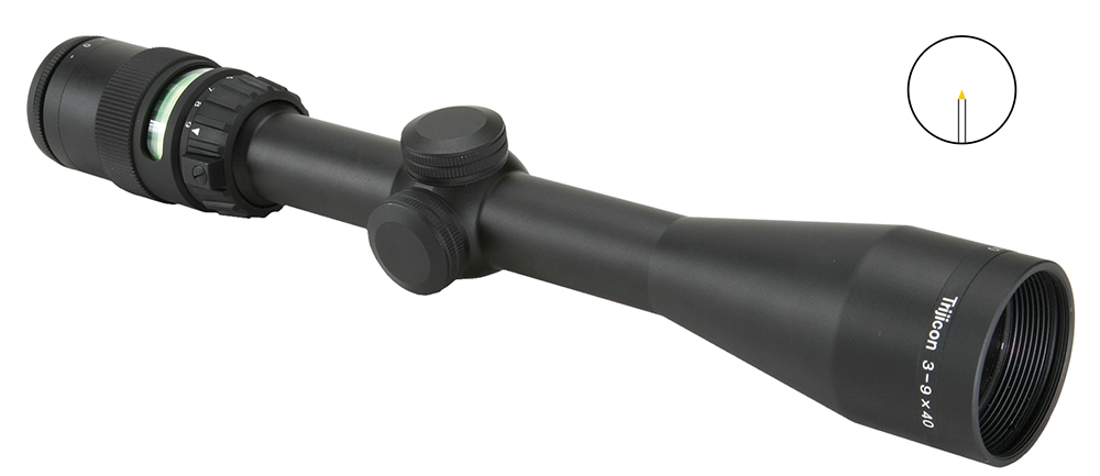 Trijicon 200008 AccuPoint Black Hardcoat Anodized 3-9x 40mm 1″ Tube Illuminated Green Triangle Post Reticle