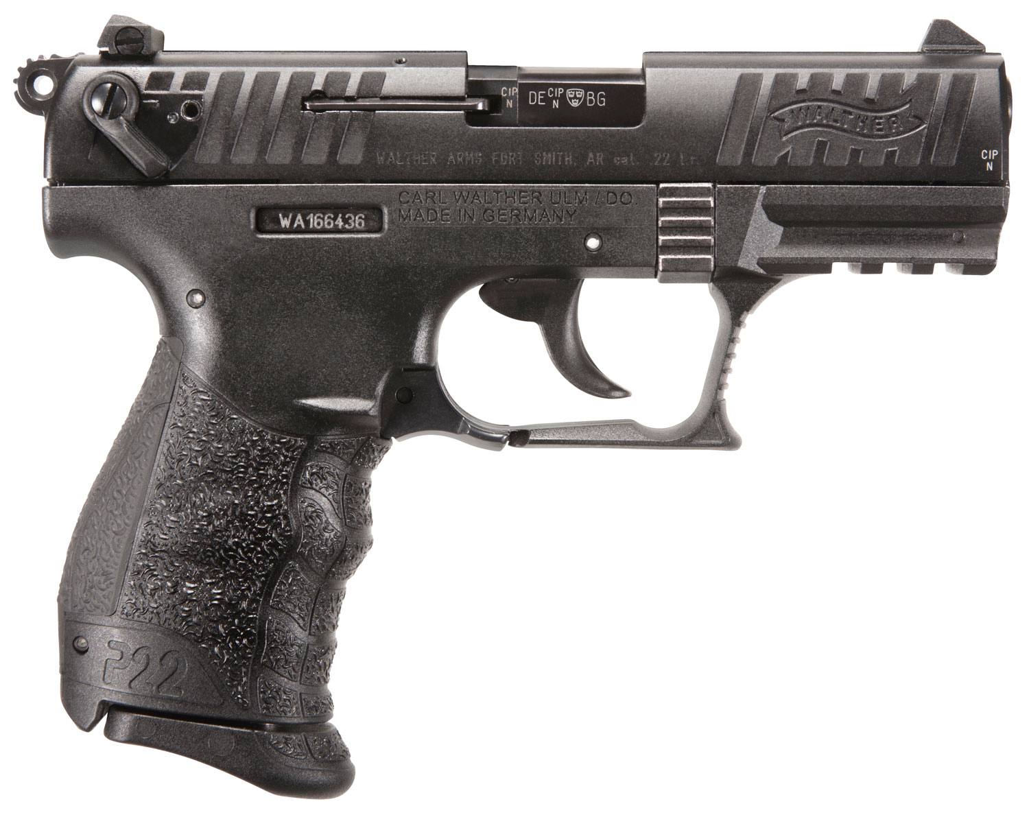 Walther Arms 5120700 P22 Q 22 LR Caliber with 3.42″ Threaded Barrel, 10+1 Capacity, Black Finish Picatinny Rail Frame, Serrated Matte Black Tenifer Zinc Alloy Slide & Interchangeable Backstrap Grip