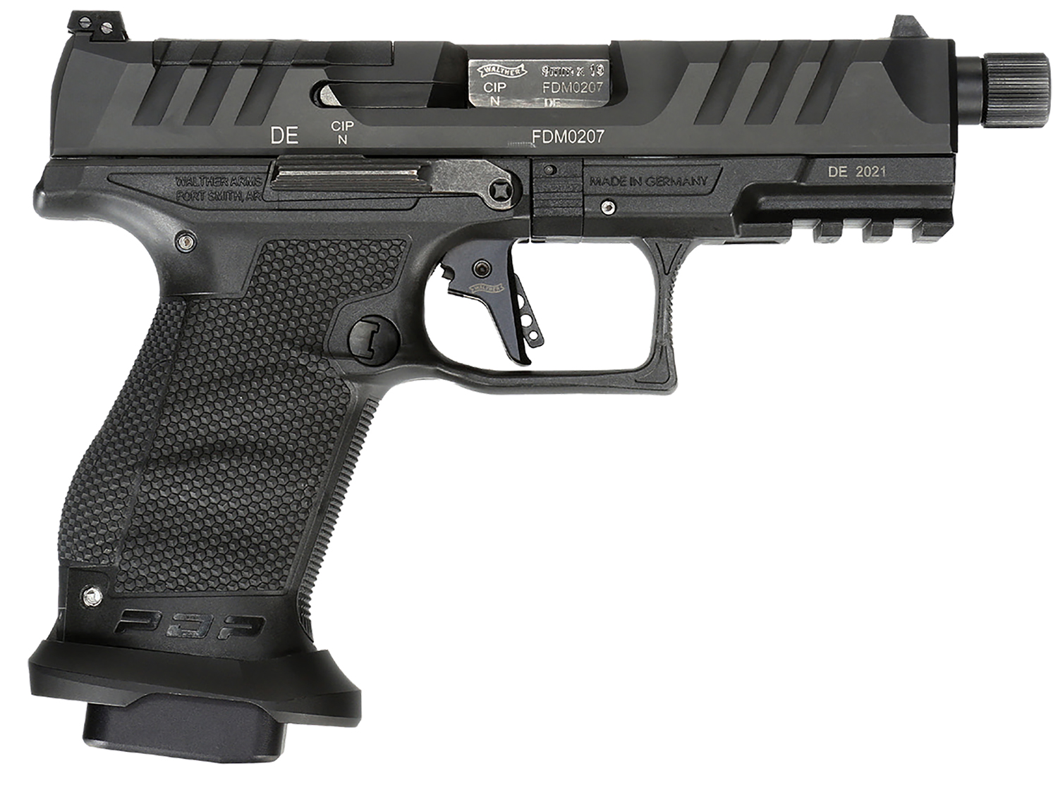 Walther Arms 2858151 PDP Compact Pro 9mm Luger 4.60″ 10+1 Threaded Barrel Flared Magwell Black Steel Slide with Front Serrations & Optics Cut Performance Duty Textured Black Polymer Grip