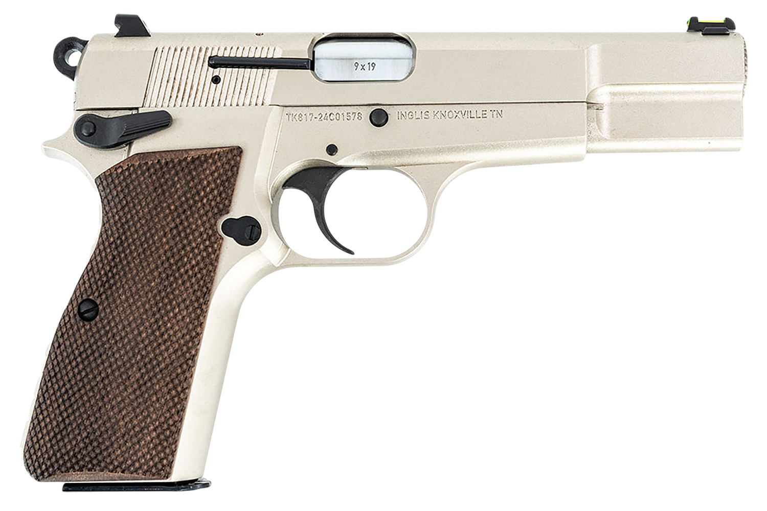 MAC 12000001 P-35 9mm Luger 15+1 4.70″ Stainless Steel Barrel, Satin Nickel Serrated Steel Slide & Frame w/Beavertail & Picatinny Rail, G10 Grip