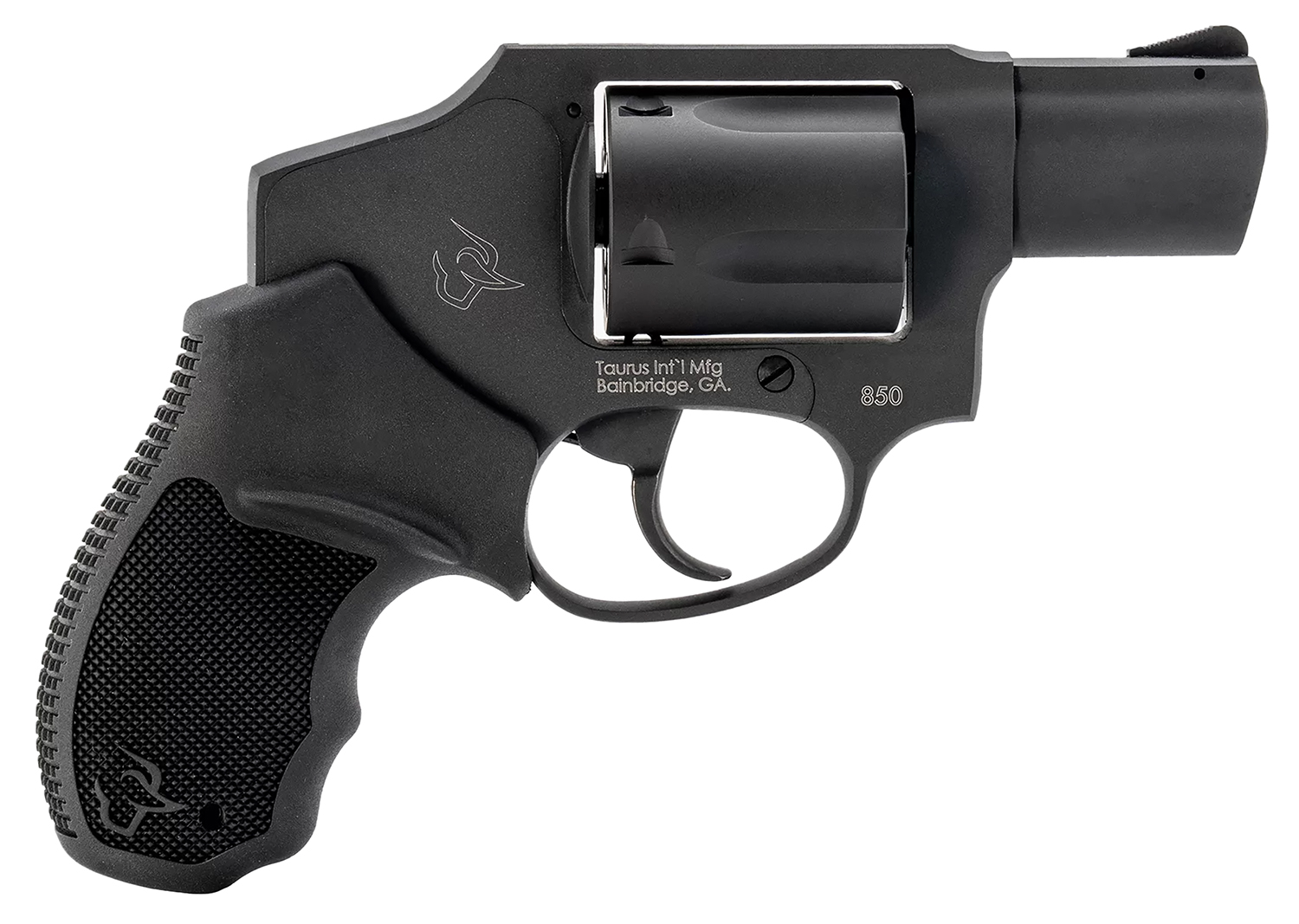 Taurus 2-850121 850  Small 38 Special 5 Shot 2″ Matte Black Alloy Steel Barrel, Cylinder & Frame, Black Rubber Grip, Transfer Bar Safety, Concealed Hammer