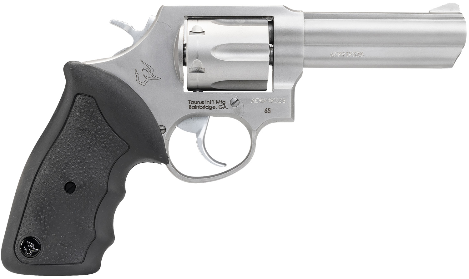 Taurus 2-650049 65 Medium 357 Mag/38 Special +P 6 Shot 4″ Matte Stainless Steel Barrel, Cylinder Matte & Frame, Black Finger Grooved Rubber Grip, Transfer Bar Safety, Exposed Hammer