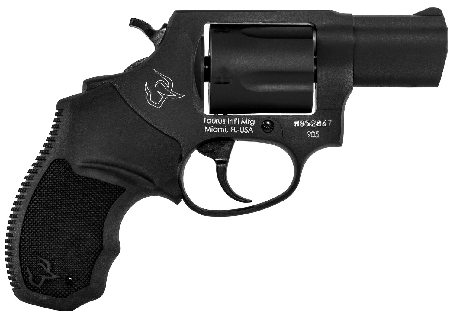 Taurus 2905021 905 9mm Luger 5rd 2″ Barrel, Overall Matte Black Oxide Metal Finish, Finger Grooved Black Rubber Grip & Fixed Sights