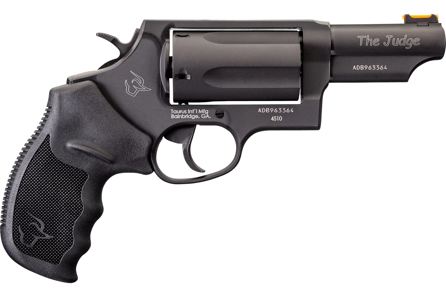 Taurus 2-441031T Judge Compact 45 Colt (Long Colt)/410 Bore 5 Shot 3″ Matte Black Oxide Alloy Steel Barrel, Cylinder & Frame, Black Rubber Grip, Transfer Bar Safety, Exposed Hammer