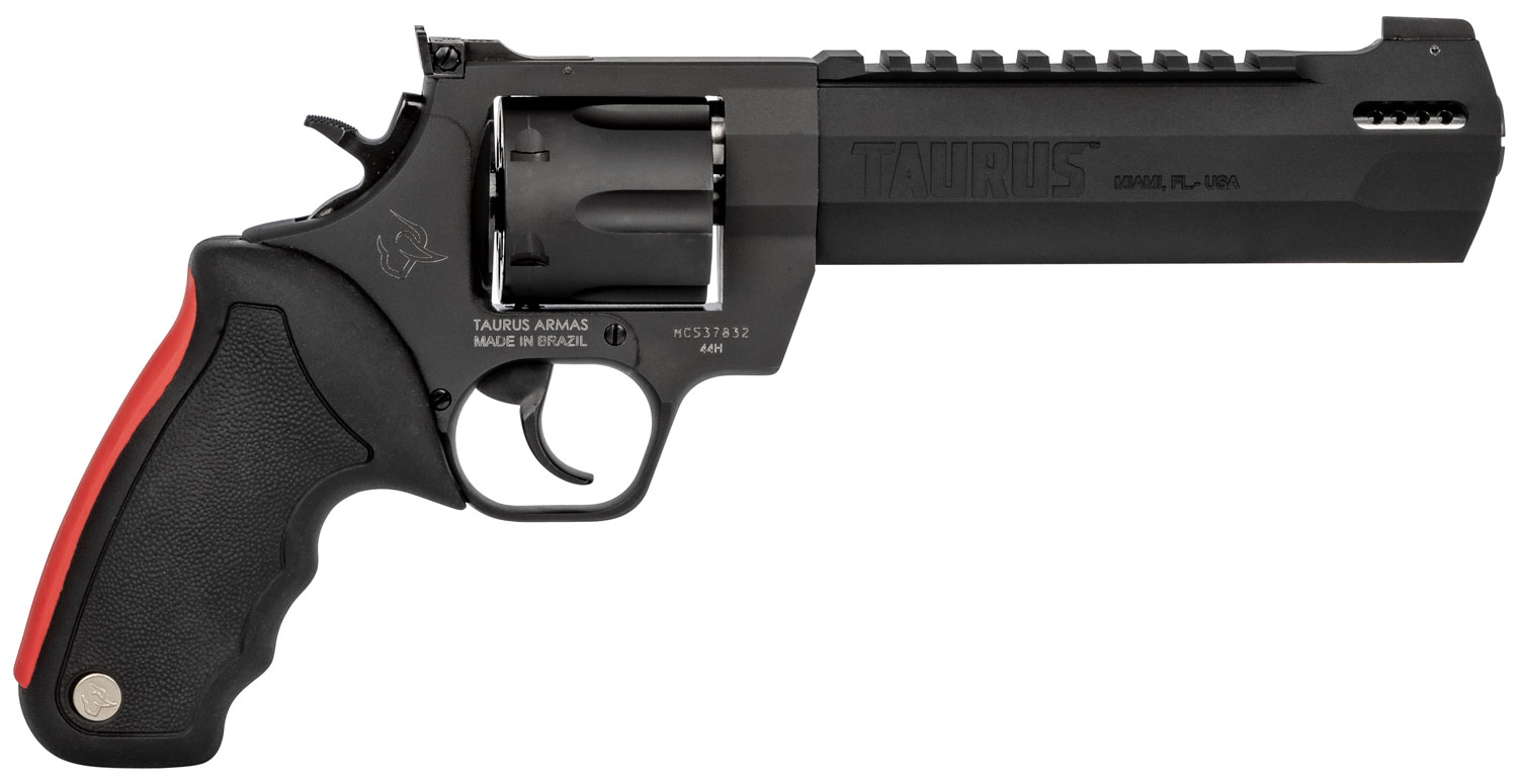 Taurus 2440061RH Raging Hunter 44 Rem Mag 6rd 6.75″ Matte Black Oxide Steel Black Rubber with Integrated Red Cushion Insert Grip