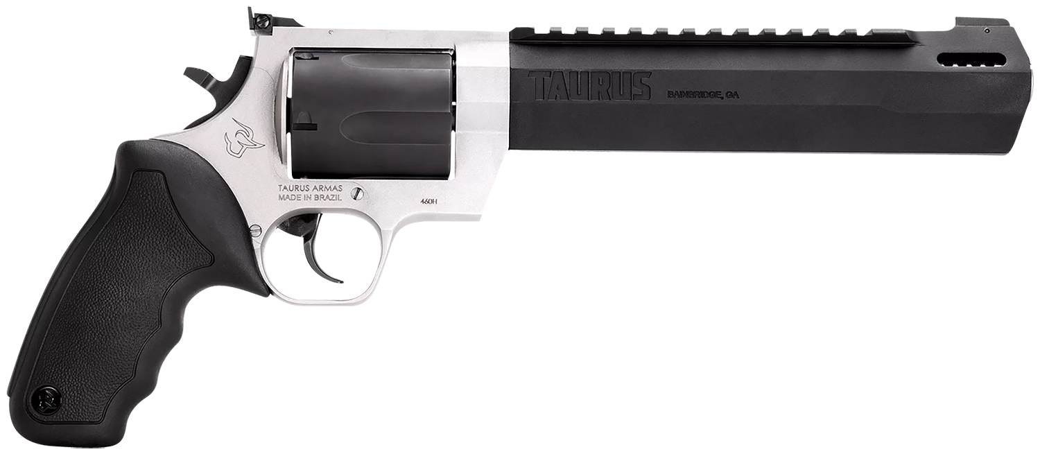Taurus 2460085RH Raging Hunter 460 S&W Mag 5rd 8.37″ Matte Black Oxide Cylinder & Barrel Matte Stainless Steel Frame Black Rubber with Integrated Cushion Insert Grip