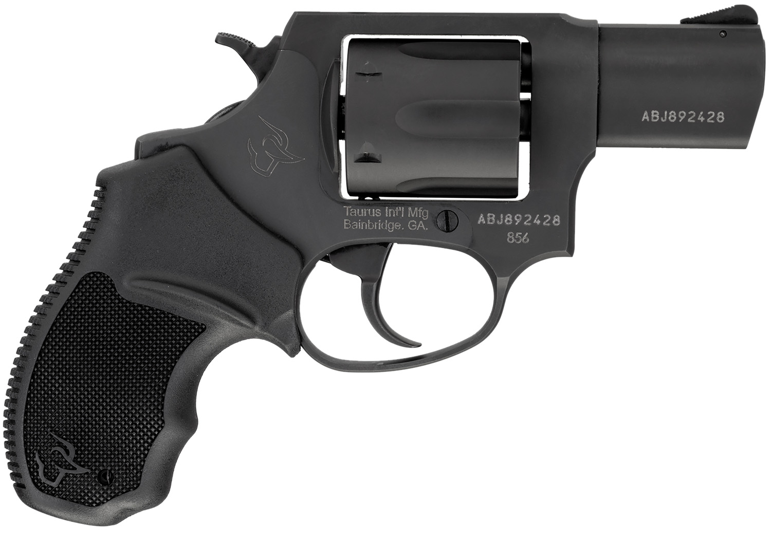Taurus 2-85621 856 *CA Compliant Small 38 Special +P 6 Shot 2″ Matte Black Carbon Steel Barrel, Cylinder & Frame, Black Finger Grooved Rubber Grip, Transfer Bar Safety, Exposed Hammer