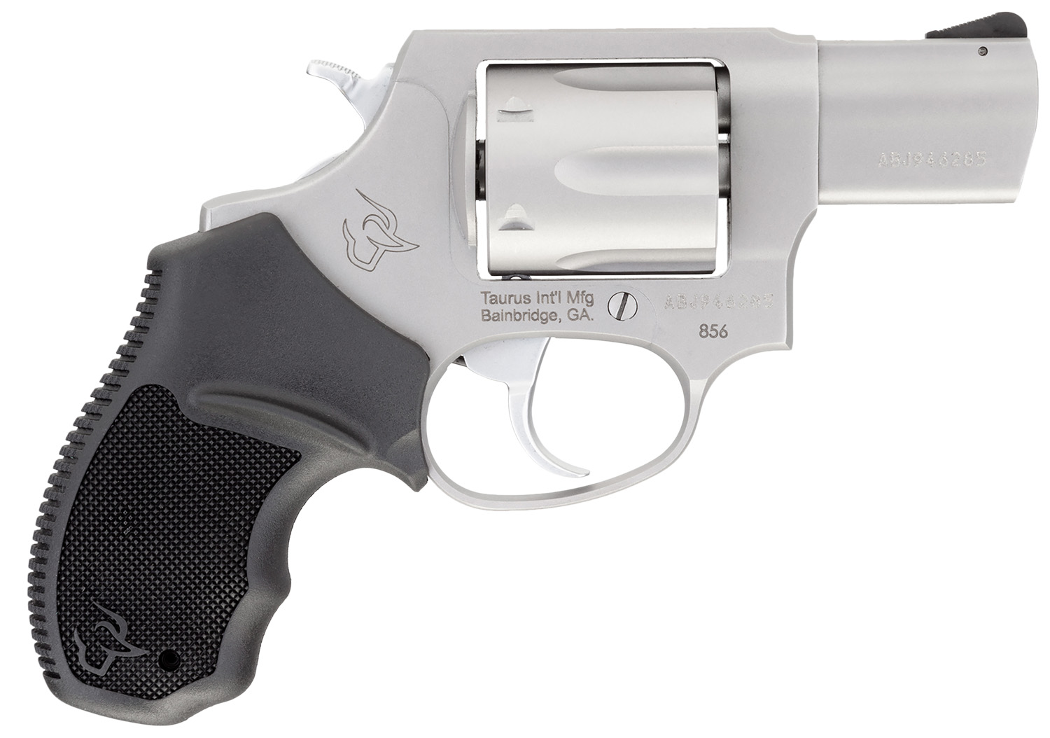 Taurus 2-85629 856 *CA Compliant Small 38 Special +P 6 Shot 2″ Matte Stainless Steel Barrel, Cylinder & Frame, Black Finger Grooved Rubber Grip, Transfer Bar Safety, Exposed Hammer
