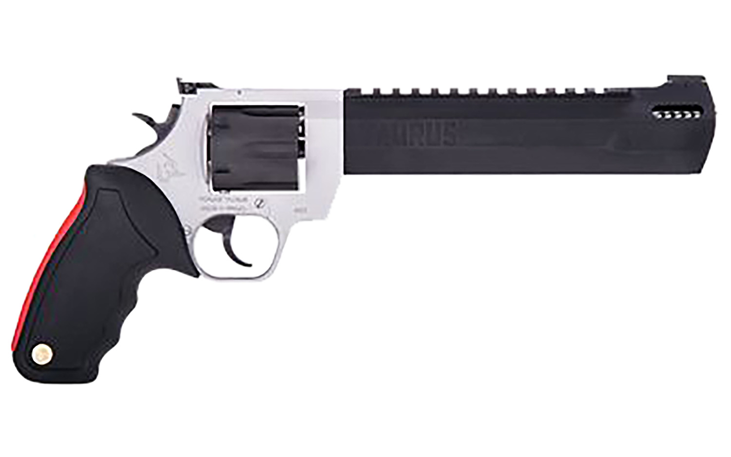 Taurus 2500105RH Raging Hunter Large Frame 500 S&W Mag 5rd 10″ Matte Black Ported/Target Crown Barrel, Matte Black Cylinder, Matte Stainless Steel Frame, Black Rubber Grip