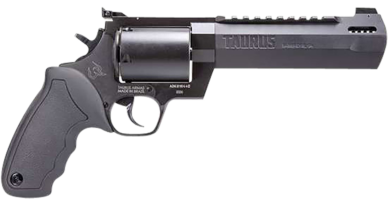 Taurus 2500061RH Raging Hunter  Large Frame 500 S&W Mag 5rd 6.75″ Black Ported/Target Crown Barrel, Matte Black Oxide Cylinder, Black Steel Frame Black Rubber Grip