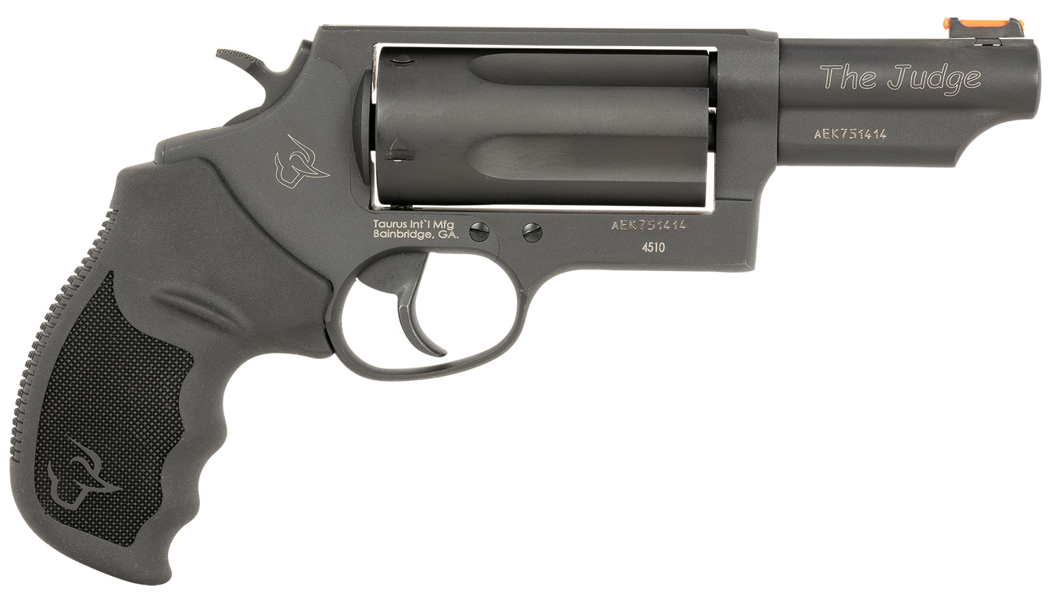 Taurus 24410P31MAG Judge T.O.R.O Magnum Compact Frame 45 Colt (Long Colt)/410 Gauge 5 3″ Matte Black Oxide Steel Barrel, Cylinder & Frame, Black Rubber Grip, Transfer Bar Safety, Exposed Hammer