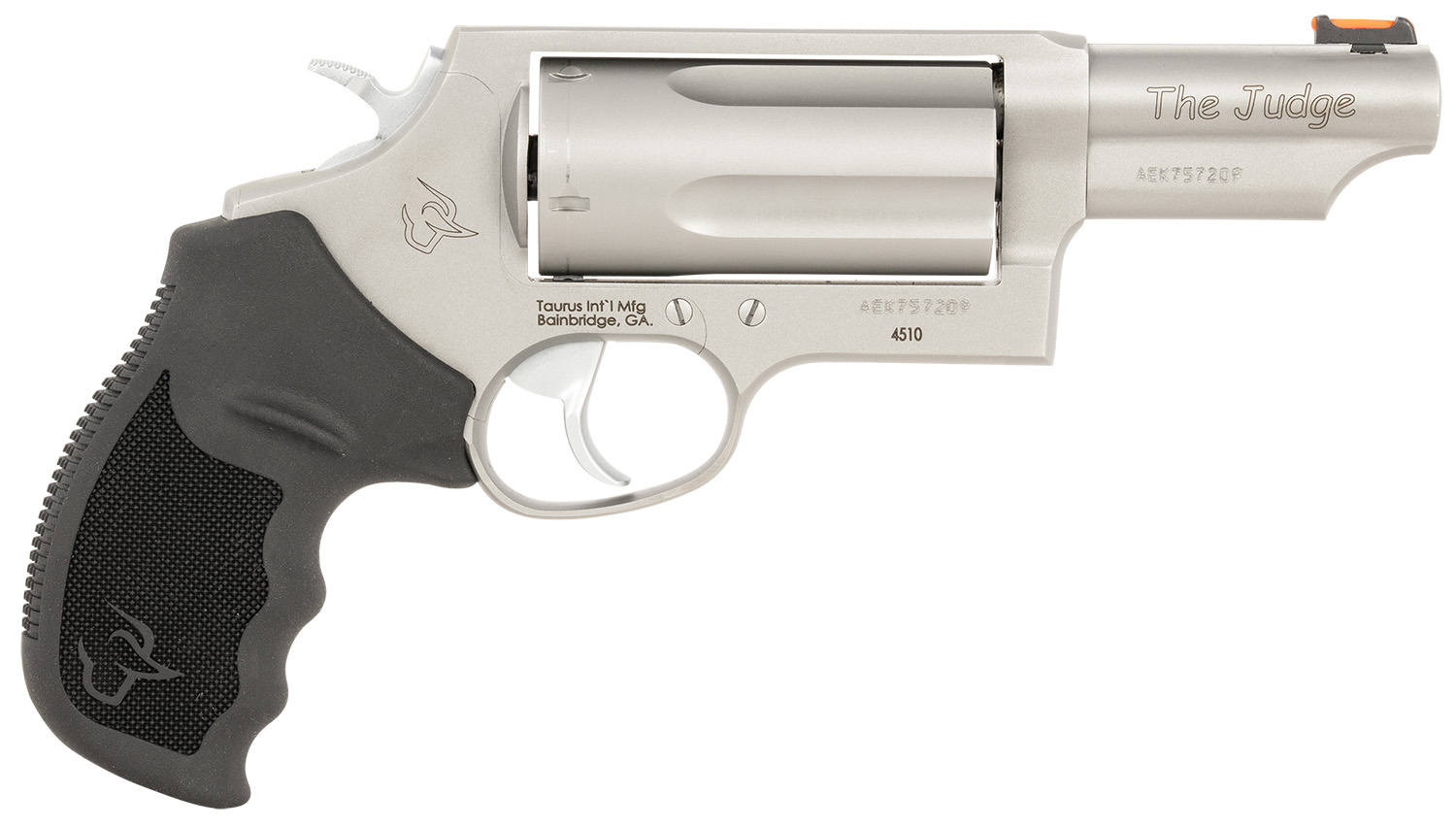 Taurus 24410P39T Judge T.O.R.O. Compact Frame 45 Colt (Long Colt)/410 Gauge 5rd 3″ Matte Stainless Steel Barrel, Cylinder & Frame, Black Rubber Grip, Transfer Bar Safety, Exposed Hammer, Optics Ready