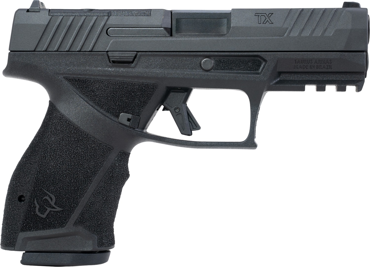 Taurus  TX 9  Compact 9mm Luger 15+1 4″ Black Barrel, Black Nitride Alloy Steel Optic Ready/Serrated Slide, Black Stainless Steel Frame w/Picatinny Rail, Interchangeable Backstrap Grip