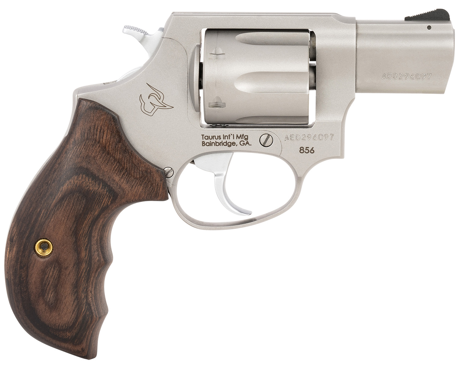 Taurus 2-856029SW 856 Defender Small 38 Special +P 6 Shot 2″ Matte Stainless Steel Barrel, Cylinder & Frame, Walnut Grip, Transfer Bar Safety, Exposed Hammer
