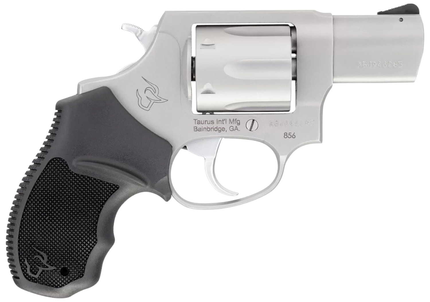 Taurus 2-85629-MA 856 *MA Compliant Small Frame 38 Special +P 6 Shot 2″ Stainless Steel Barrel, Cylinder & Frame, Black Rubber Grip, Exposed Hammer