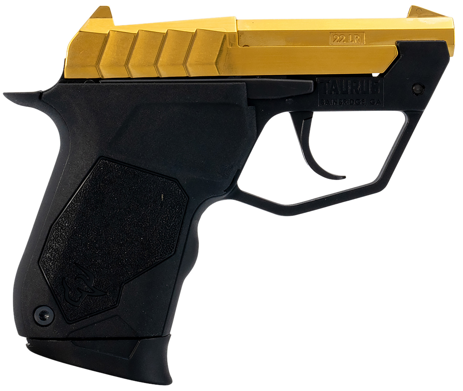 Taurus 1-22TUC13G 22TUC Micro-Compact Frame 22 LR 9+1 2.50″ Polished Gold PVD Steel Tip-Up Barrel, Gold PVD Serrated Stainless Steel Slide, Black Polymer Frame, Black Polymer Grip