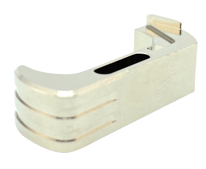 Cross Armory CRG5MCSV Mag Catch Extended Compatible w/Glock Gen4-5 Silver Anodized Aluminum