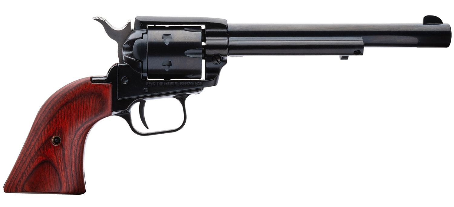 Heritage Mfg RR22B6 Rough Rider  22 LR 6 Shot, 6.50″ Black Steel Barrel, Black Zinc Alloy Frame, Black Cylinder, Cocobolo Grip, Hammer/Thumb Safety, Exposed Hammer