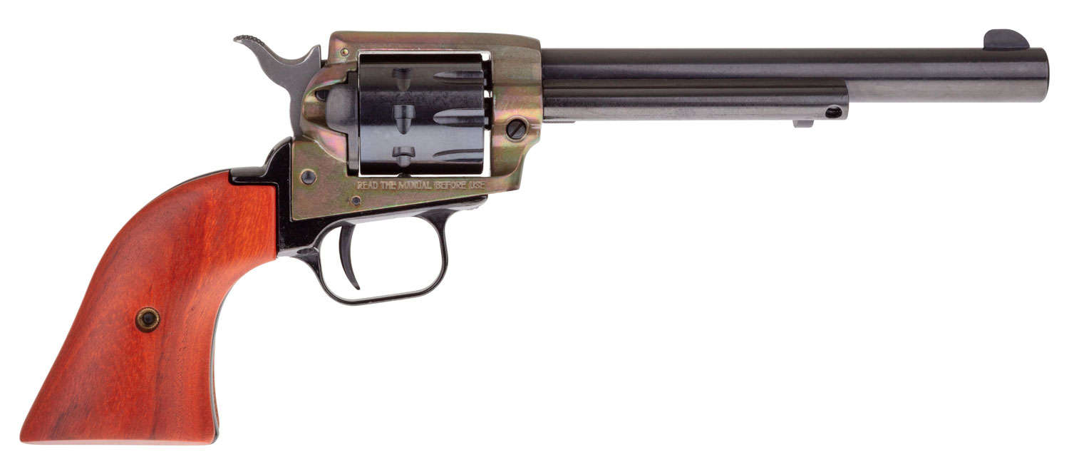 Heritage Mfg RR22999CH6 Rough Rider 22 LR 9 Shot, 6.50″ Black Steel Barrel, Simulated Case Hardened Zinc Alloy Frame, Black Cylinder, Cocobolo Grip, Hammer/Thumb Safety, Exposed Hammer