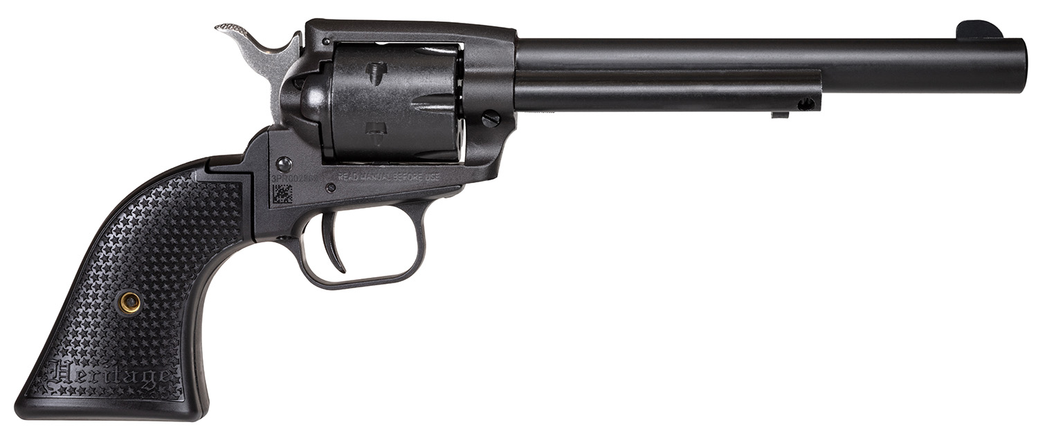 Heritage Mfg SRR22BS6PG Rough Rider 22 LR 6 Shot, 6.50″ Black Satin Steel Barrel, Frame & Cylinder, Black Star Polymer Grip, Manual Thumb Safety, Exposed Hammer