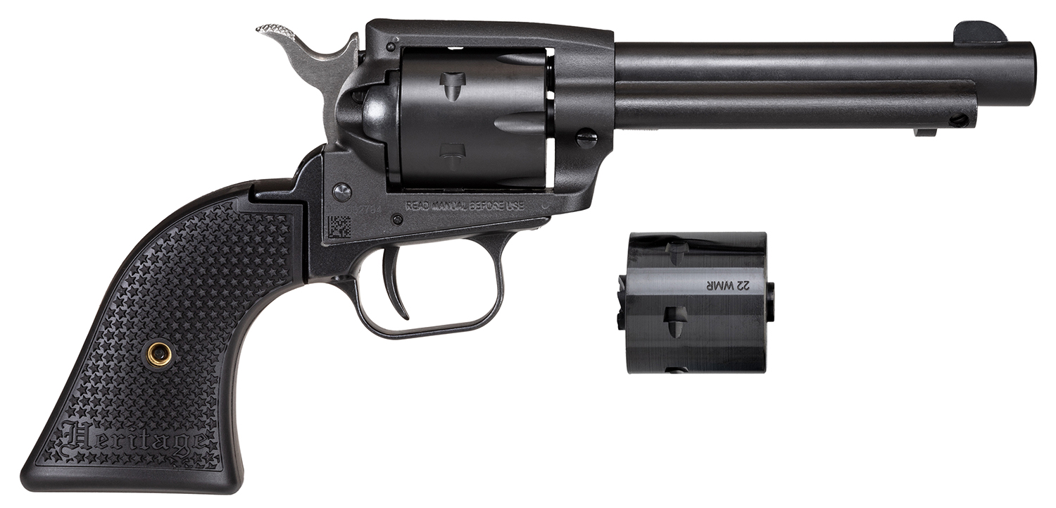 Heritage Mfg SRR22MBS4PG Rough Rider 22 LR/22 WMR 6 Shot, 4.75″ Black Satin Steel Barrel, Frame & Cylinder, Black Polymer Grip, Exposed Hammer
