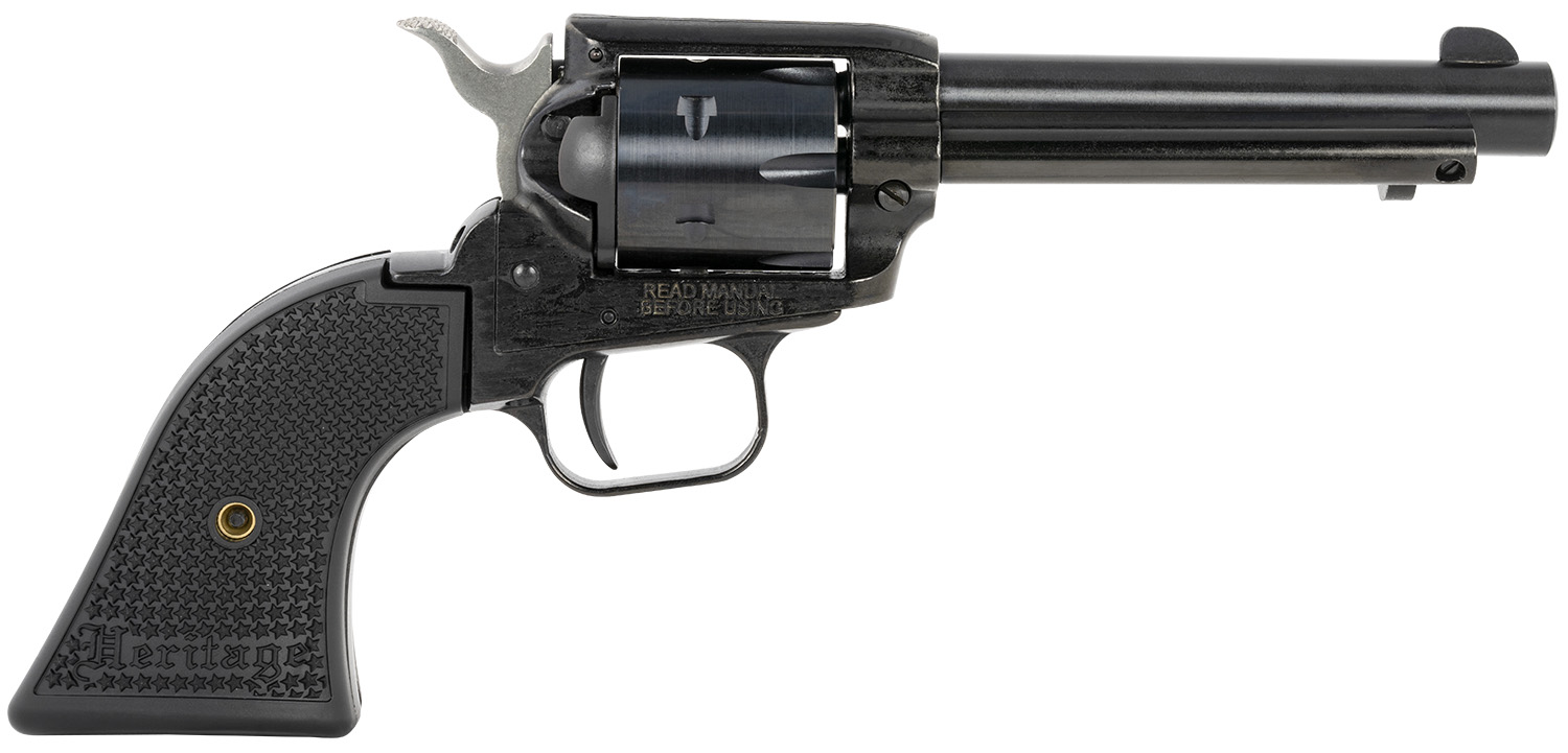 Heritage Mfg RR22B4PG Rough Rider  22 LR 6 Shot, 4.75″ Black Steel Barrel, Black Cerakote Zinc Alloy Frame, Black Cerakote Cylinder, Black Polymer Grip, Hammer/Thumb Safety, Exposed Hammer