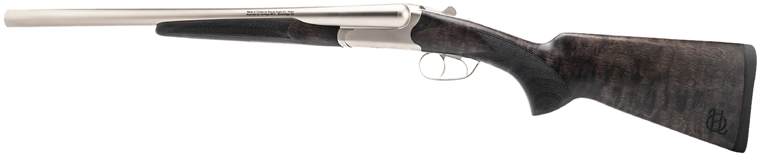 Heritage Mfg BL1218NI Badlander 12 Gauge Break Open 2rd 18.50″ Nickel Side By Side Barrel & Receiver, Fixed Turkish Walnut Wood Stock