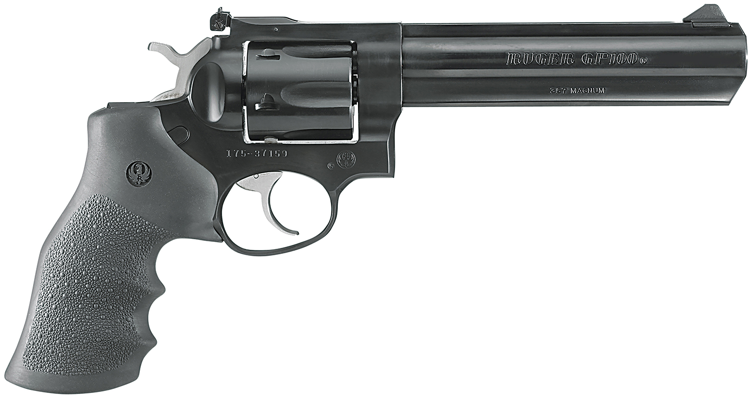Ruger 1704 GP100 Medium Frame 357 Mag 6rd 6″ Blued Alloy Steel Barrel, Cylinder & Frame, Hogue Monogrip, Transfer Bar Safety, Exposed Hammer