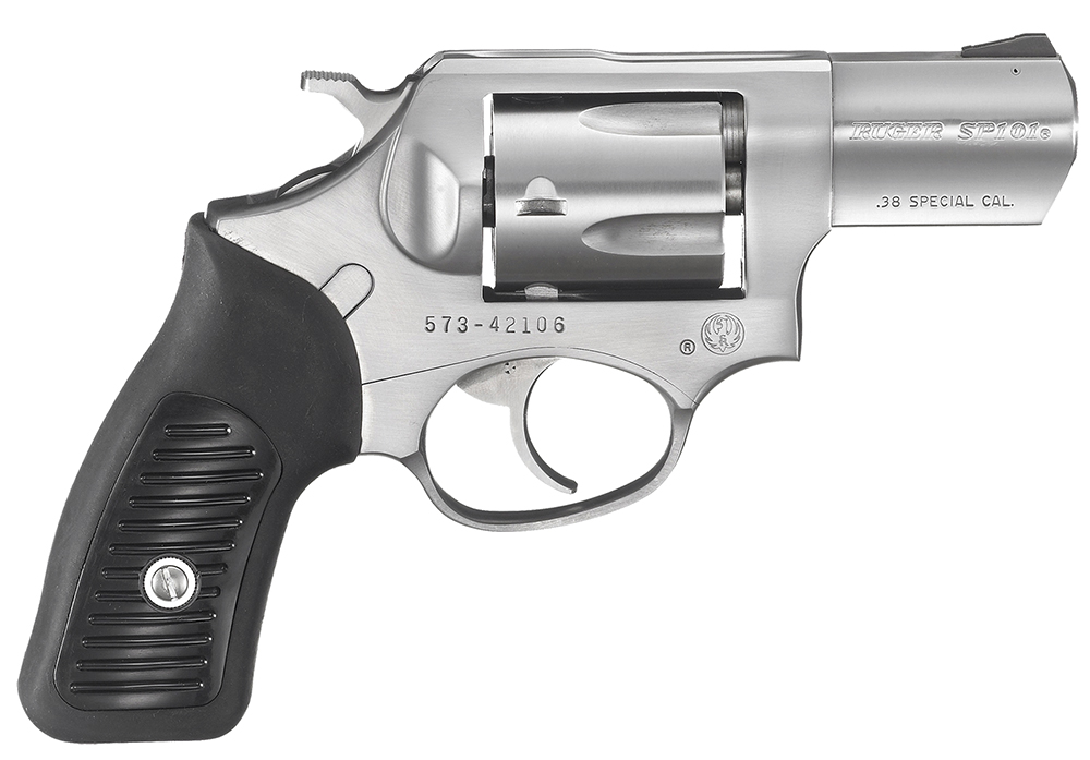 Ruger 5737 SP101 38 Special +P 5rd 2.25″ Satin Stainless Steel Barrel, Cylinder & Frame, Black Rubber Grip, Transfer Bar Safety, Exposed Hammer