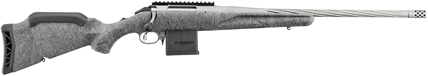 Ruger 46908 American II Full Size 204 Ruger 10+1 20″ Gun Metal Gray Cerakote Spiral Fluted Threaded Barrel & Alloy Steel Receiver w/Picatinny Rail, Gray Splatter Adj LOP Synthetic Stock