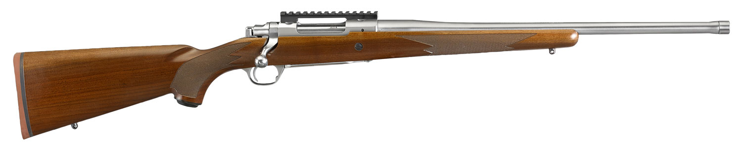 Ruger 57107 Hawkeye Hunter Full Size 308 Win 4+1 20″ Satin Stainless Steel Threaded Barrel, Picatinny Rail Steel Receiver, Fixed American Walnut w/Pistol Grip Stock