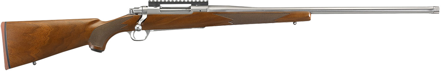 Ruger 57108 Hawkeye Hunter Full Size 30-06 Springfield 4+1 22″ Satin Stainless Steel Threaded Barrel, Picatinny Rail Steel Receiver, Fixed American Walnut w/Pistol Grip Stock