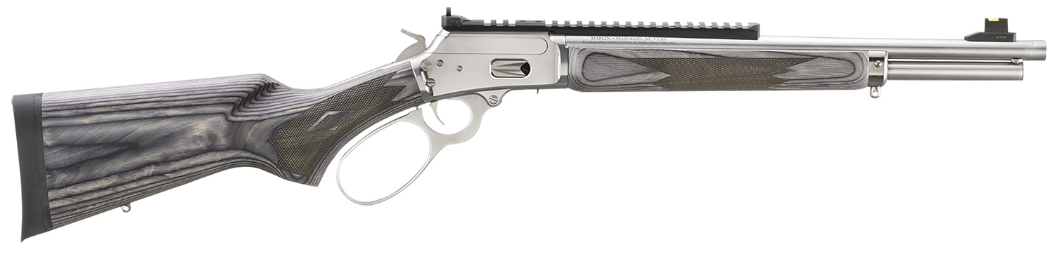 Marlin 70432 1894 SBL 44 Special/44 Rem Mag 8+1/9+1 16.10″ Polished Stainless Threaded Barrel, Polished Stainless Picatinny Rail Receiver, Gray Fixed Laminate Stock