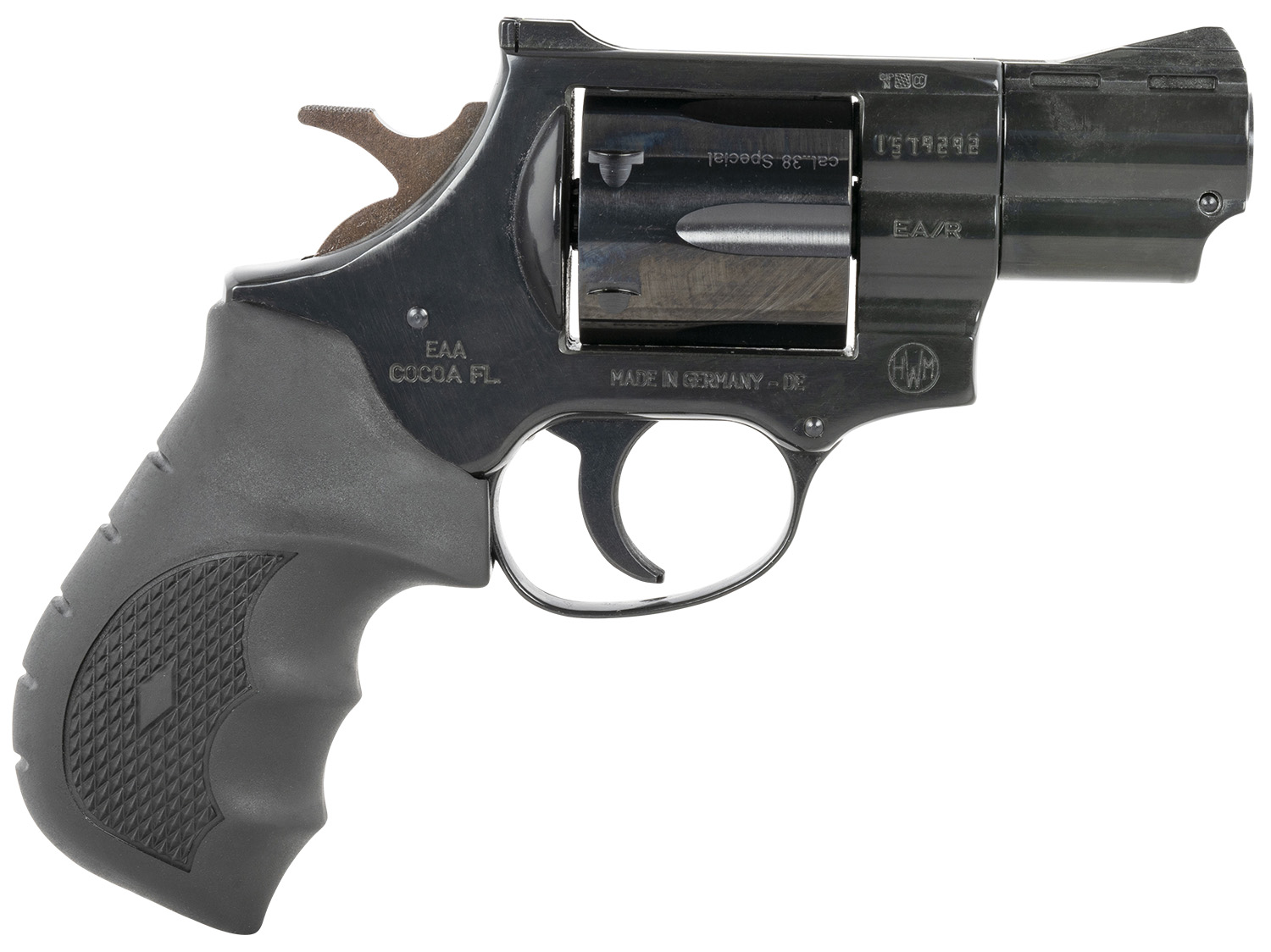 Weihrauch Guns 770125 Windicator 38 Special 6rd 2″ Blued Steel Barrel & Cylinder, Compact Blued Steel Frame w/Exposed Hammer, Ramp Front/Fixed Rear Sights, Finger Grooved Black Rubber Grip