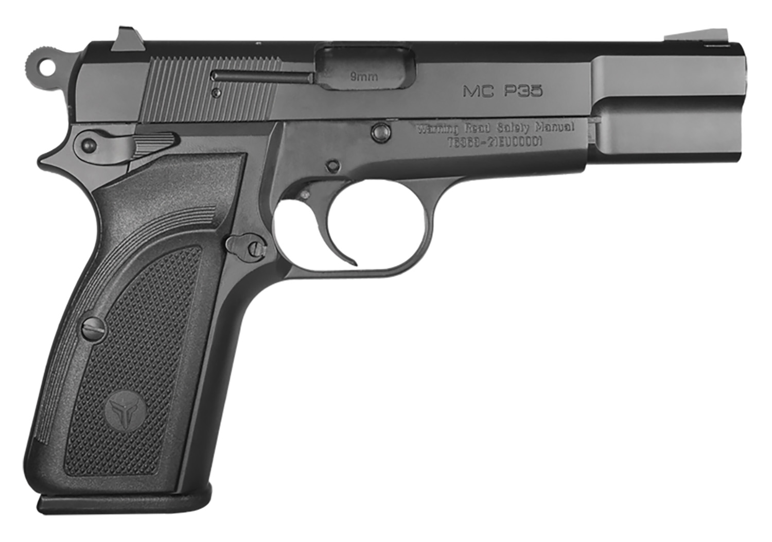 EAA GIRSAN 390450 MC P35  9mm Luger 15+1, 4.87″ Black Steel Barrel, Black Serrated Steel Slide, Matte Black Steel Frame Black, Checkered Polymer Grip, Ambidextrous