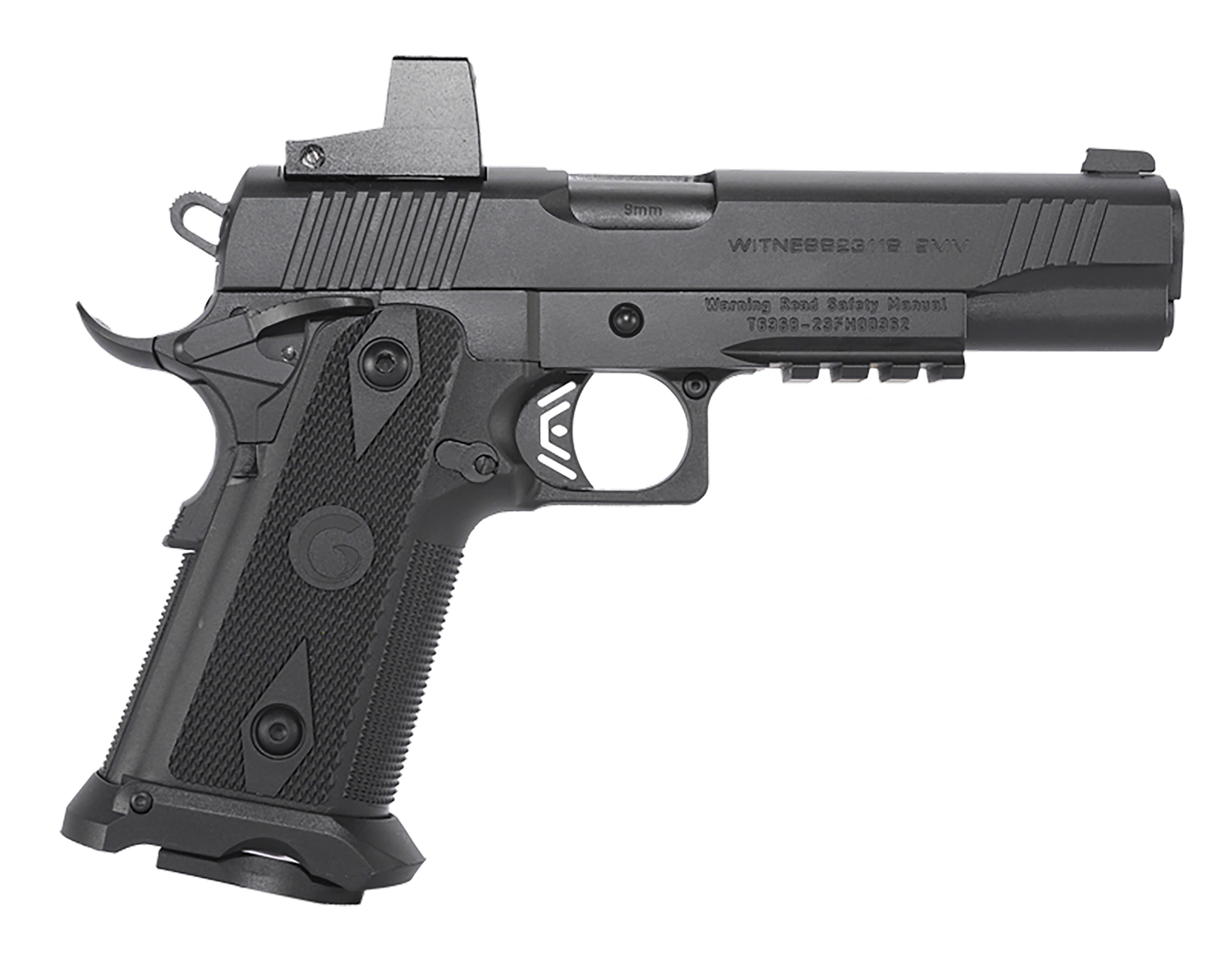 Girsan 395020 Witness2311 9mm Luger 17+1 5″ Black Steel Barrel, Black Optic Ready/Serrated Steel Slide, Black Polymer Frame w/Beavertail & Picatinny Rail, Black Checkered Polymer Grip, Ambidextrous