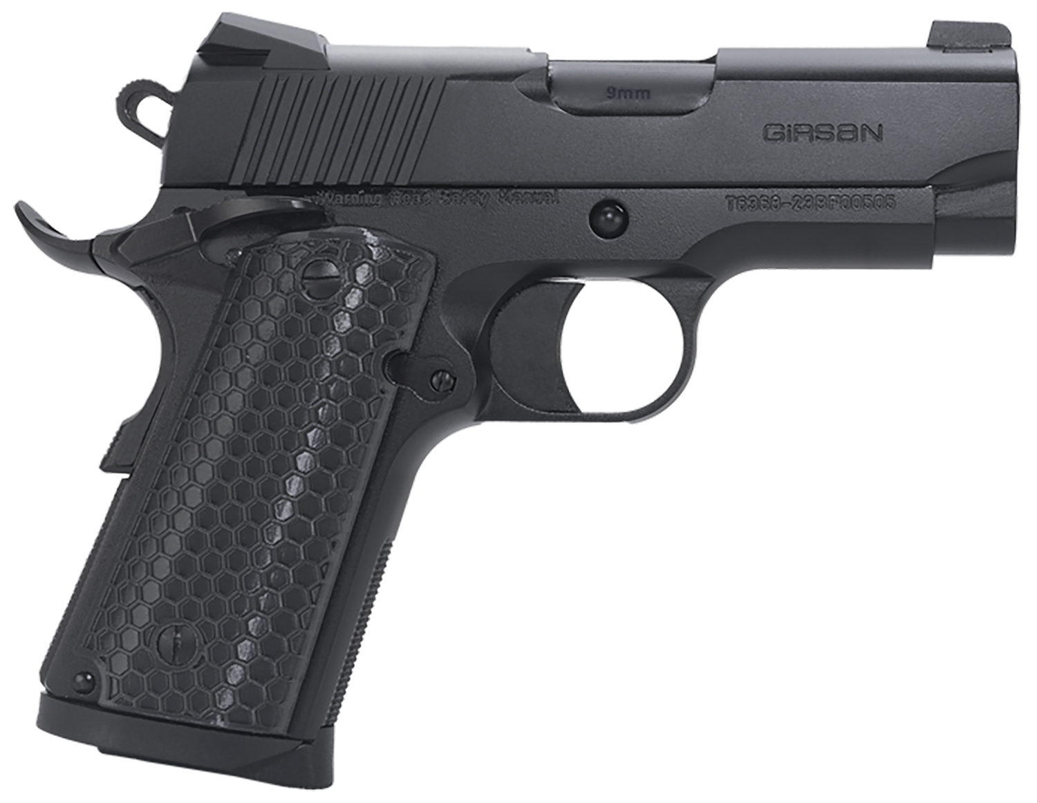 EAA GIRSAN 392050 MC1911 SC Untouchable Sub-Compact Frame 45 ACP 6+1 3.40″ Black Steel Barrel, Black Serrated Steel Slide & Frame w/Beavertail, Black Polymer Grip