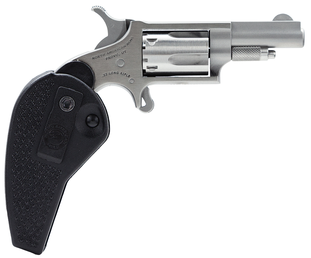North American Arms 22LLRHG Mini-Revolver  22 LR 5 Shot 1.63″ Barrel, Overall Stainless Steel Finish, Black Synthetic Holster Grip